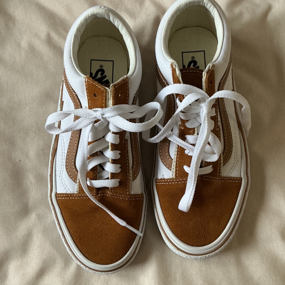 Vans White and Brown Sneakers